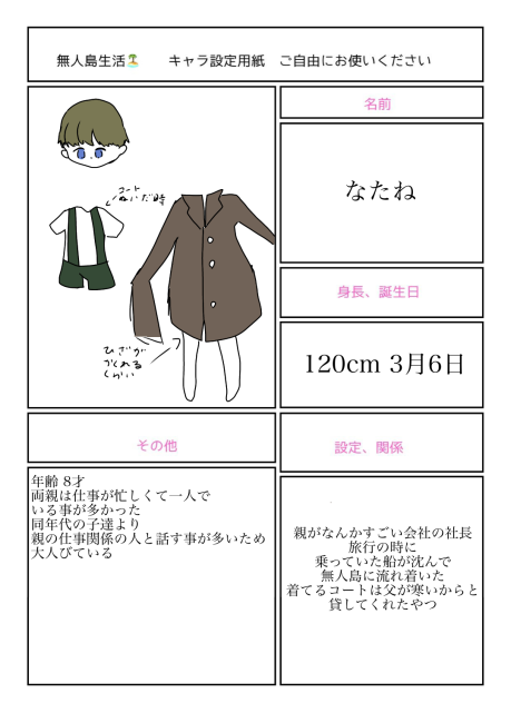 キャラ募のやっつのやつ