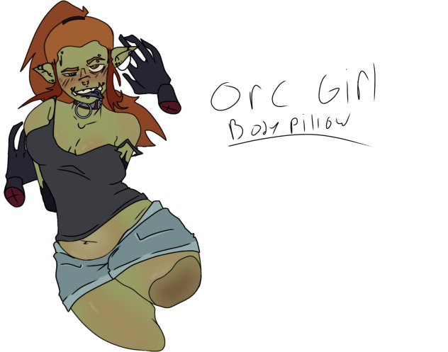 dnd orc x shadow creature body pillow