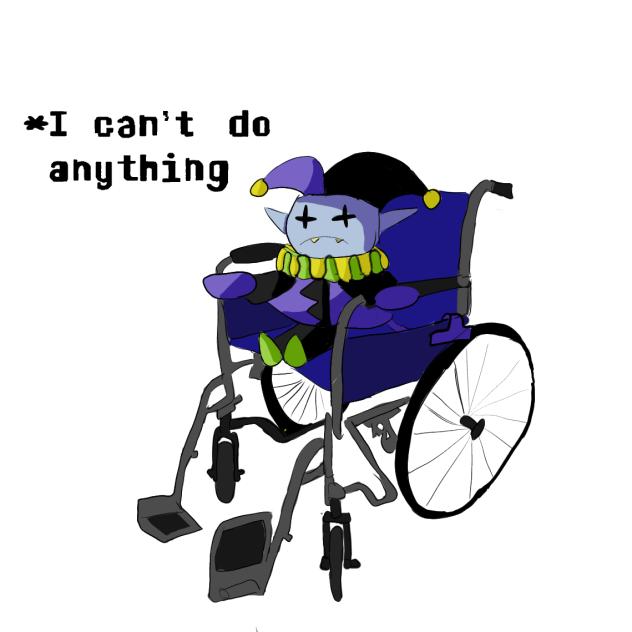 jevil in a wheelchair