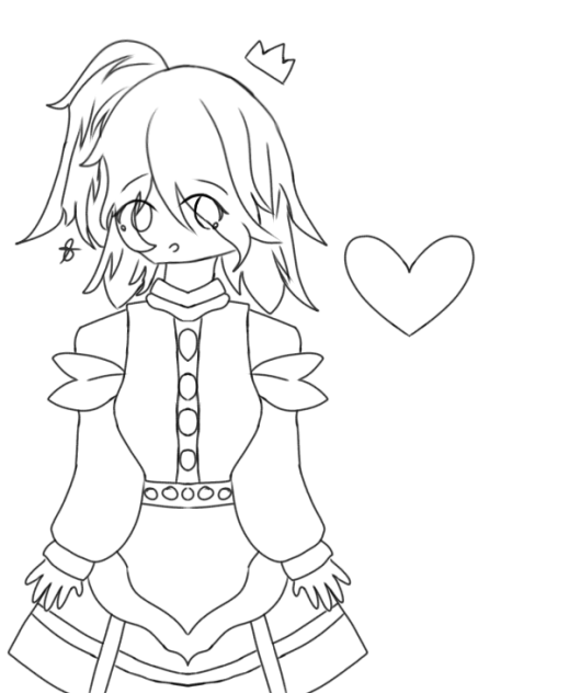 A Princess with 1 Ponytail Lineart
