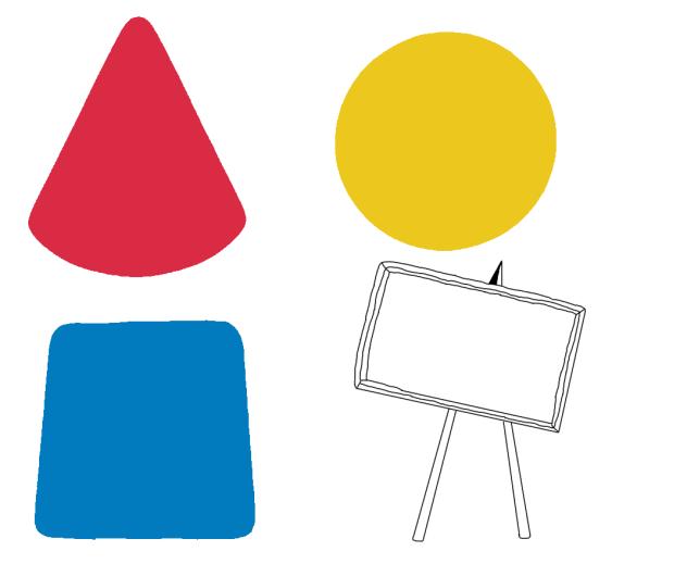 red, blue, yellow and sign