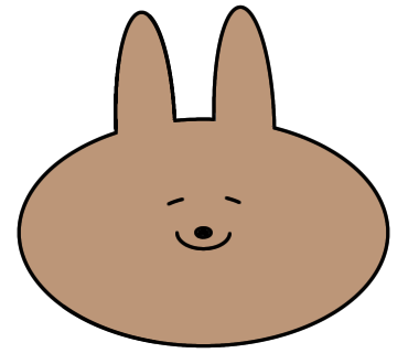 耳が細長いうさぎのイラストを楕円定規だけで描きました