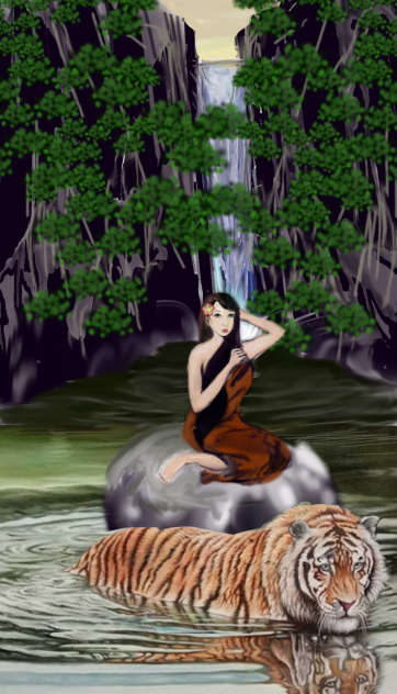 cewe sedang mandi ketemu macan