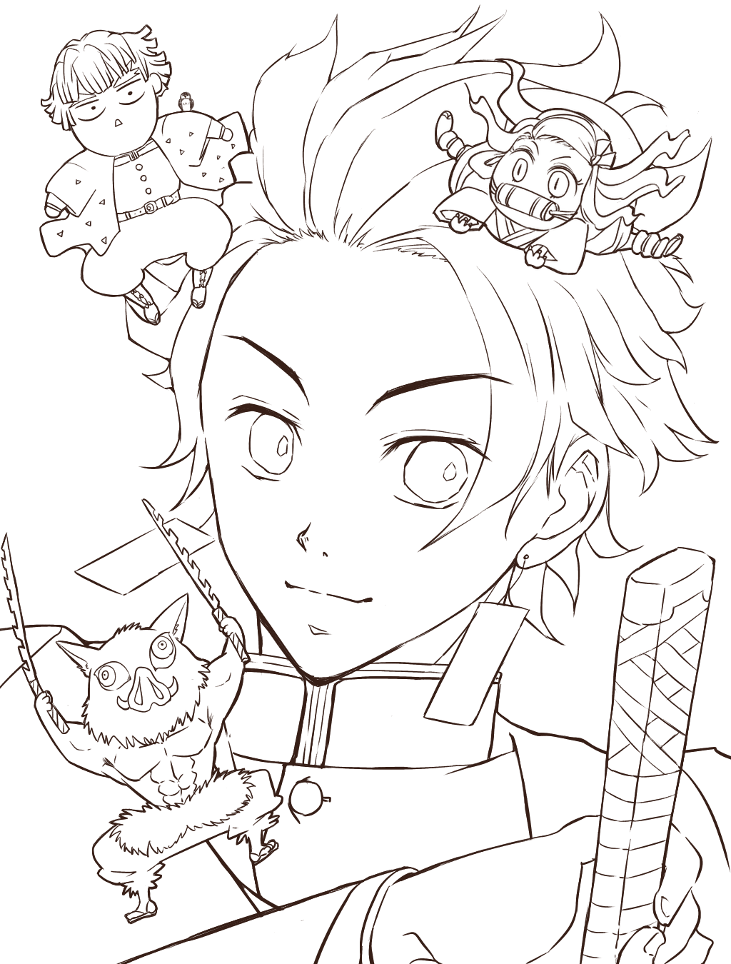 線画 鬼滅の刃かまぼこ隊 Ibispaint 線画 鬼滅の刃かまぼこ隊 Ibispaint