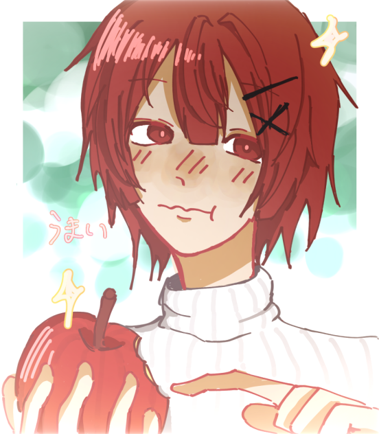 りんごを食べる人