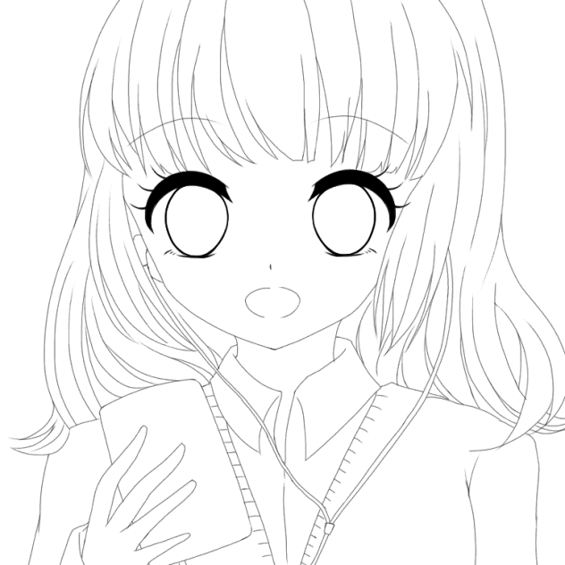 歌う少女 線画