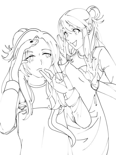 Me & @minomitsuna Selfie 2(Lineart)