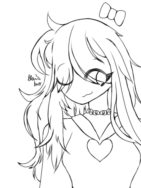 A Girl with Messed up Hair Lineart