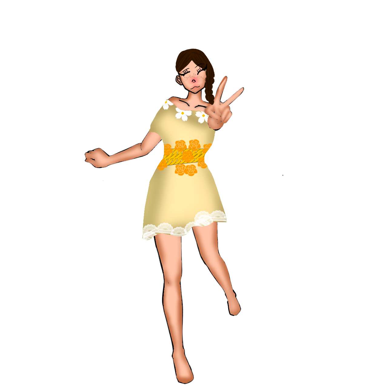 Girl doing peace sign - ibisPaint