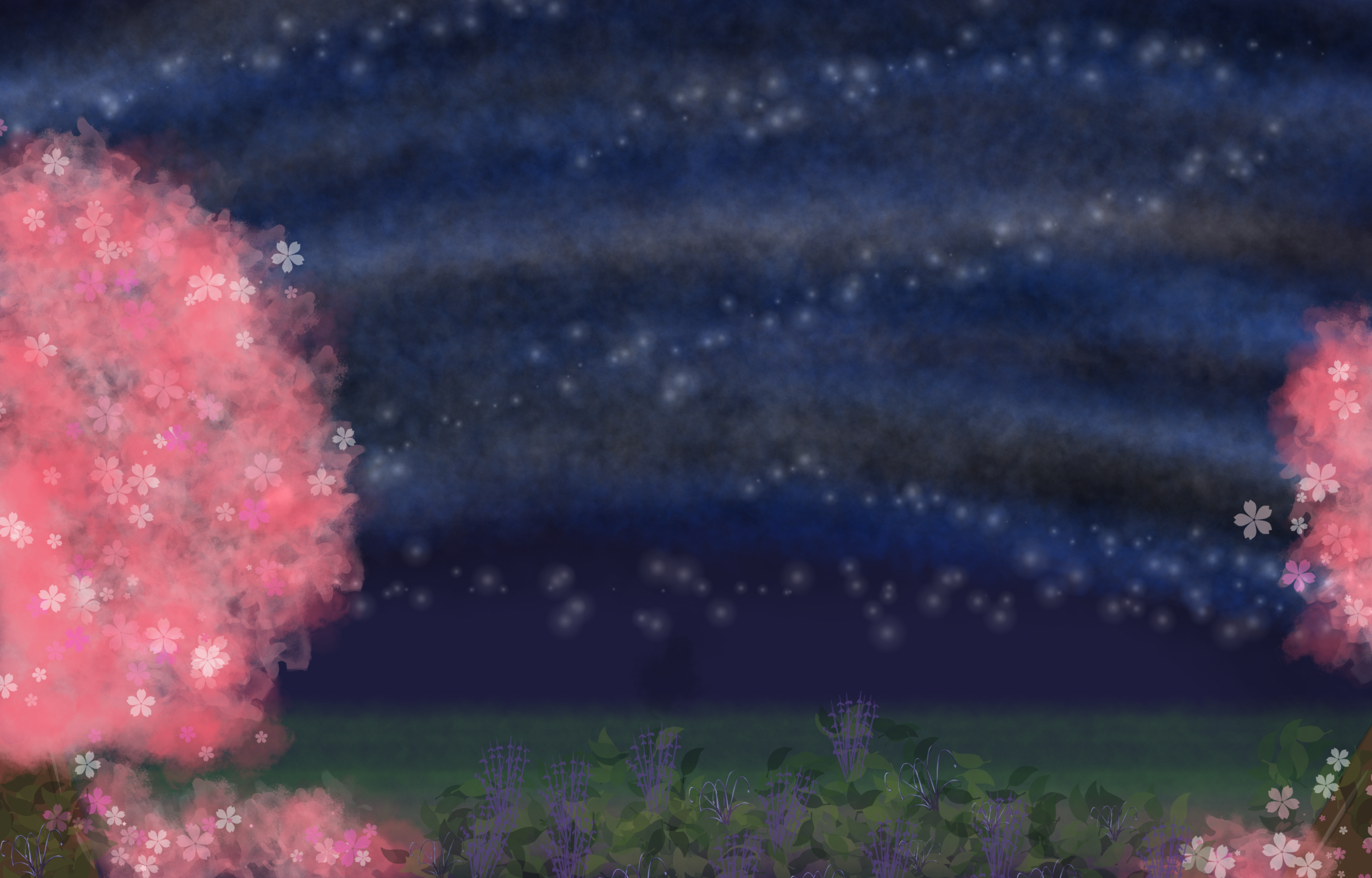 Midnight sakura scene - ibisPaint
