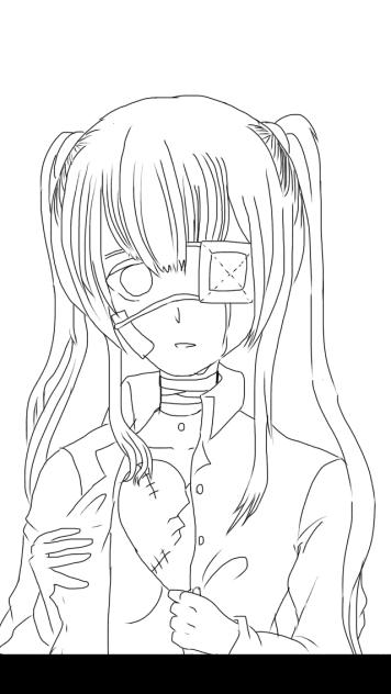 線画  ガラスの少女