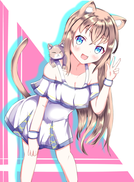猫とツーショット