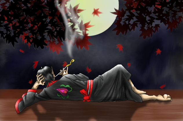 紅葉舞う月夜の鬼灯