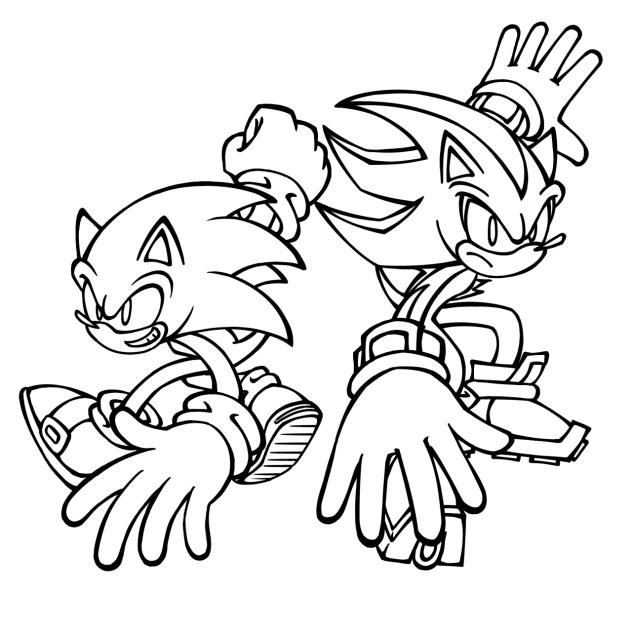 ソニックとシャドウを自分の解釈で描いてみた(線画)