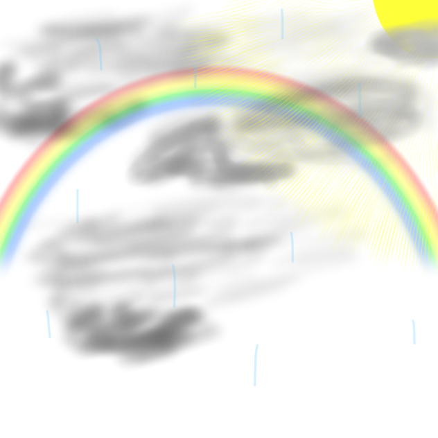 前にこんな感じの天気を見た（虹が端から端まで見れた）
