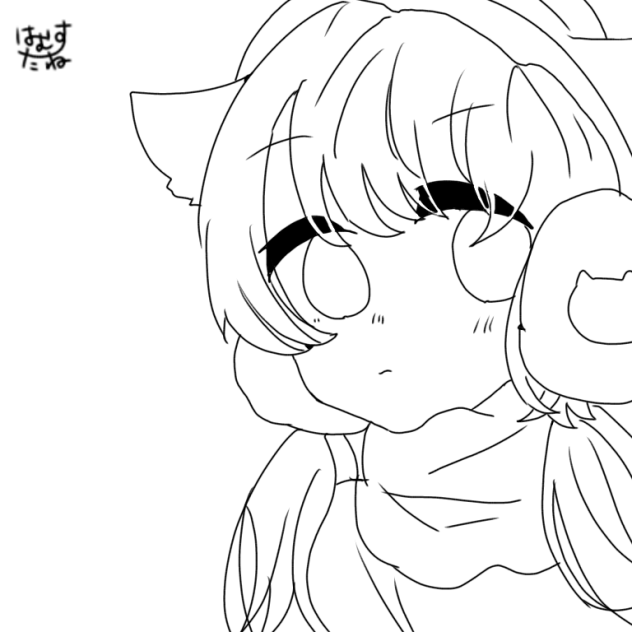 けもみみちゃんの冬〈線画〉