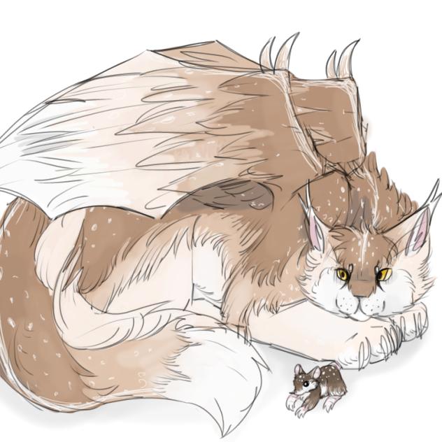 Spectacle-dotted cat & spotful mouse