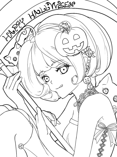 週末の落書き29 かぼちゃ娘　線画