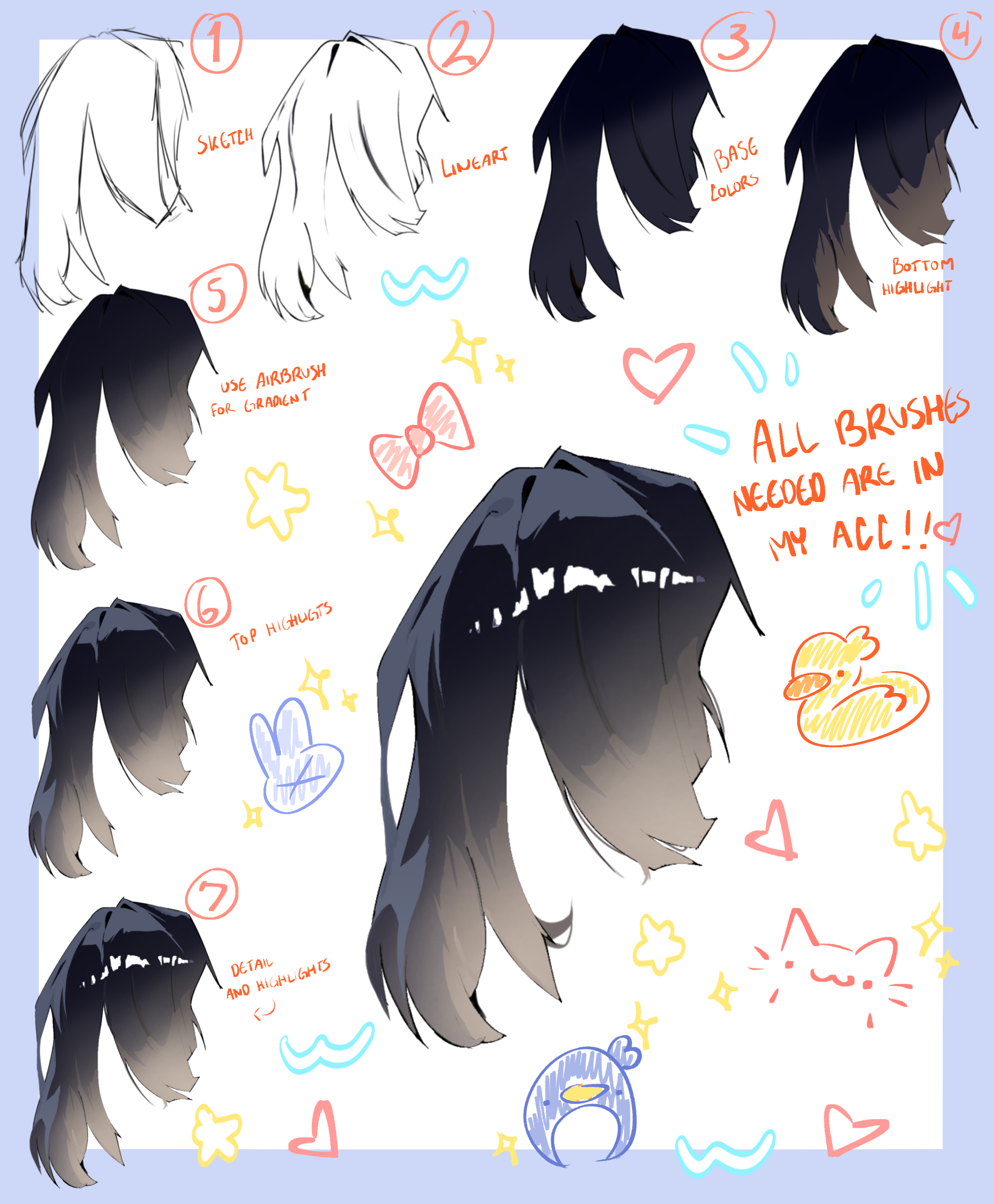 アート・デザイン・音楽 The Dressed Hair hair tutorial ❤️❤️ - ibisPaint