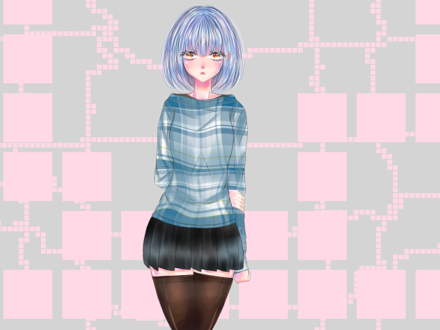 Anime cute girl bluerainbow(ibis paint)