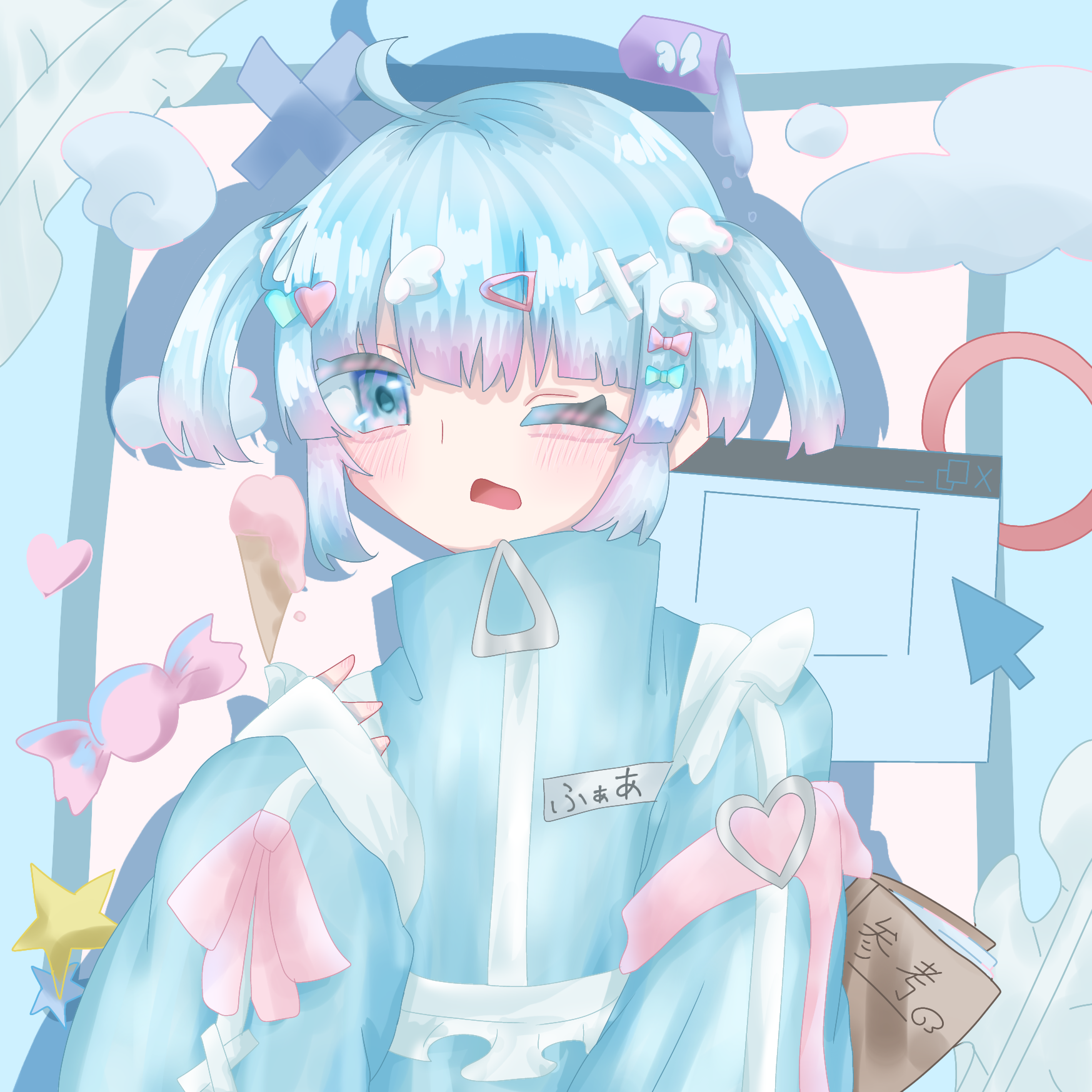 ふわりん専用♡幽霊デザインのピアス コミカルな表情 ふわわ - ibisPaint