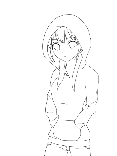 パーカー少女 線画