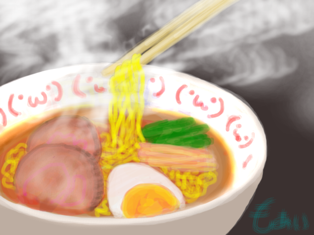 ラーメン#深夜の真剣飯テロお絵描き60分一本勝負2