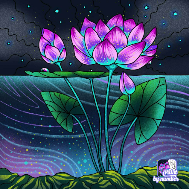 lago hermoso con flores