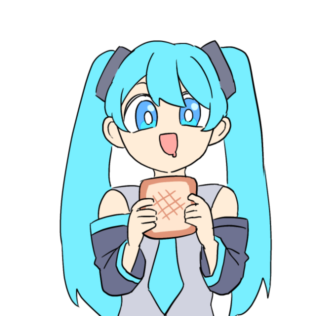 トーストを食べるミク