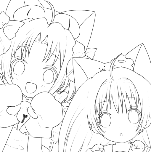 でじこ&ぷちこ 線画