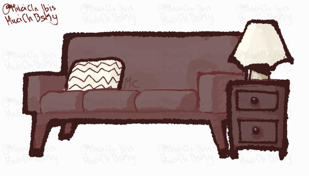 A Sofa, Accent Table and a Small Lamp