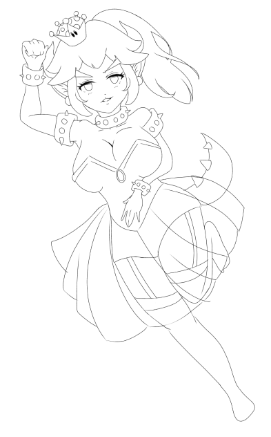 Bowsette (lineart)