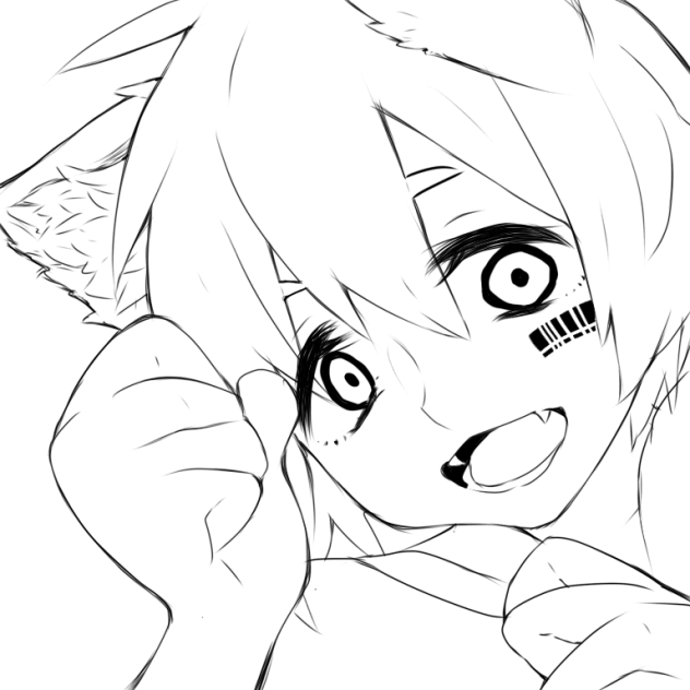 猫耳まふくん線画！
