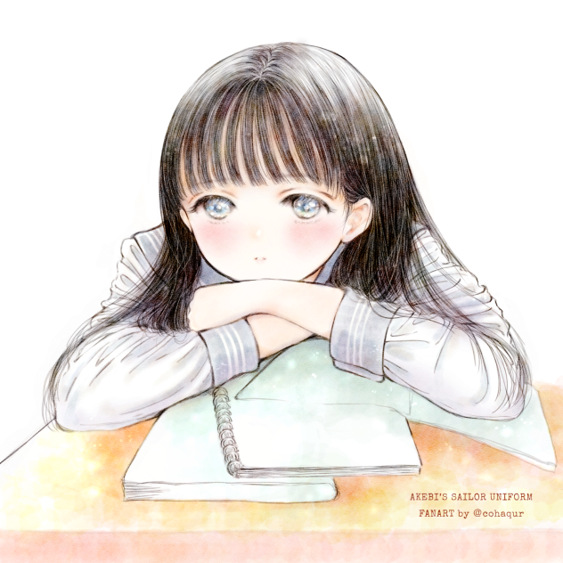 上目遣いの明日小路ちゃん。