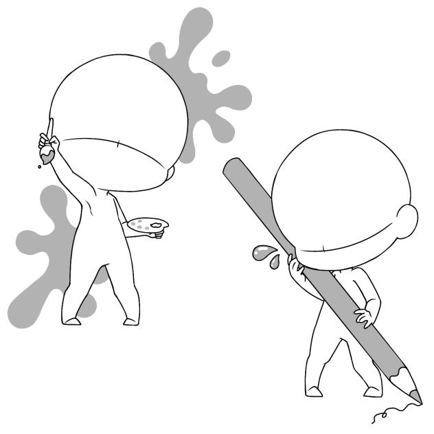 お絵描きトレス素材(チビキャラ)