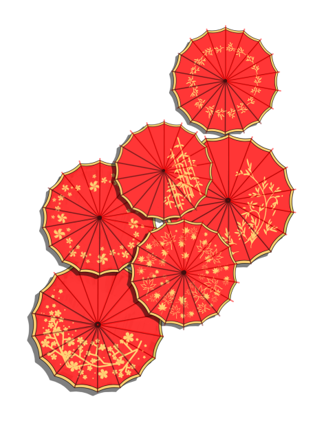 Material - Umberella Red Gold Decoration