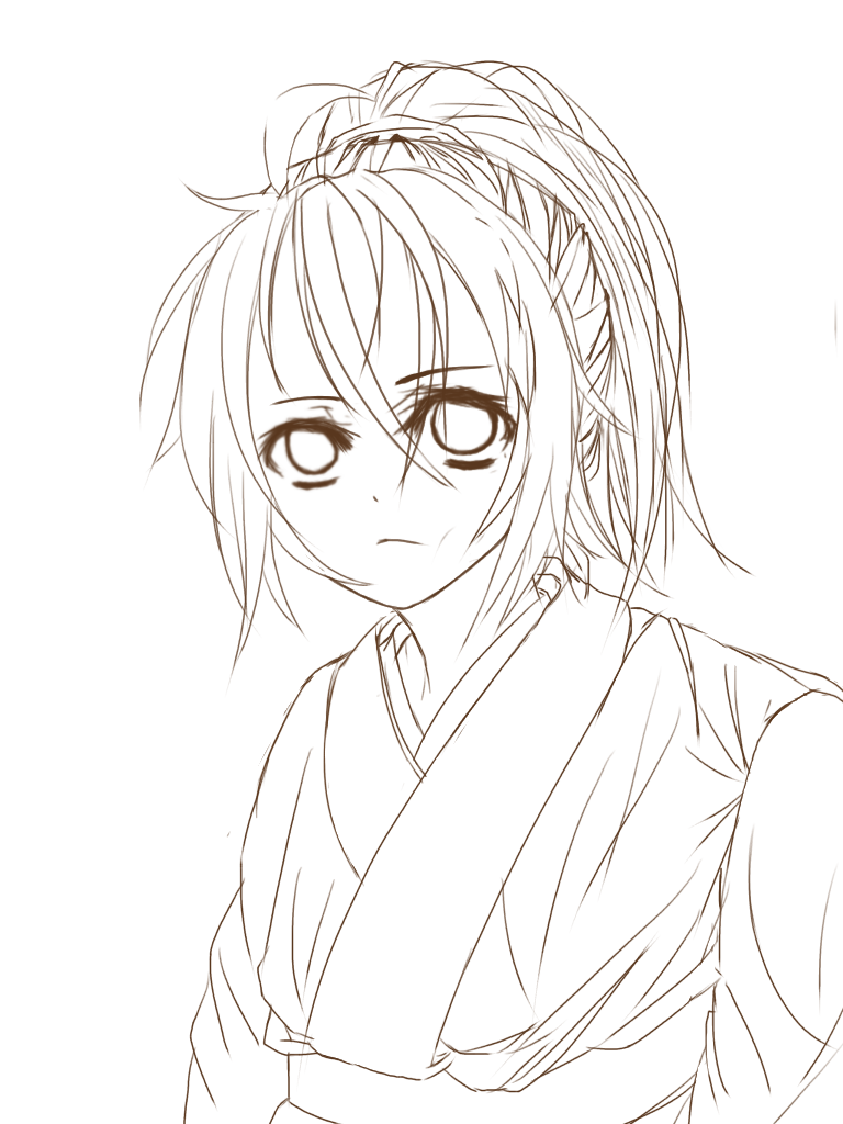 薄桜鬼 沖田総司さんショタ 線画 - ibisPaint