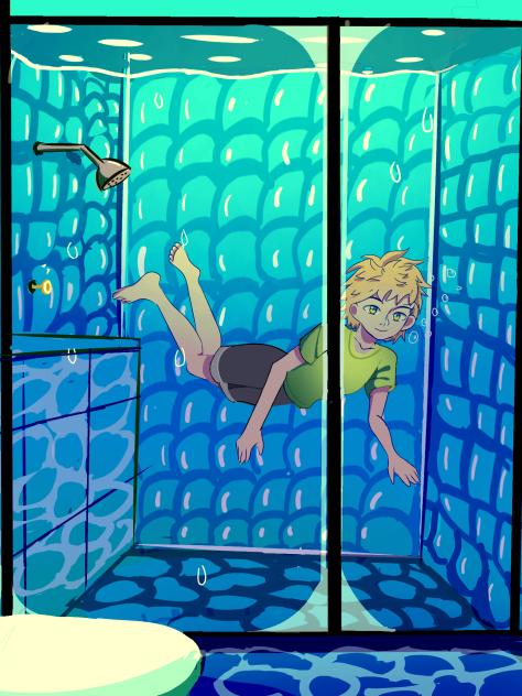water in the shower stall
