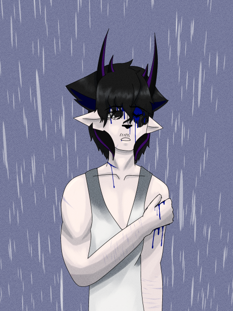 Tw= sh scars + blood (it's blue)