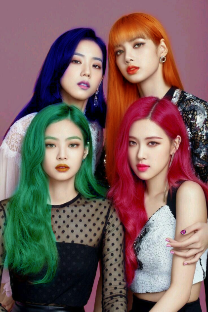 blackpink different hair colors 💙🧡💚💖