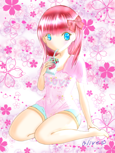 オリーブさんの線画をお借りしました！〜京都の山桜🌸〜