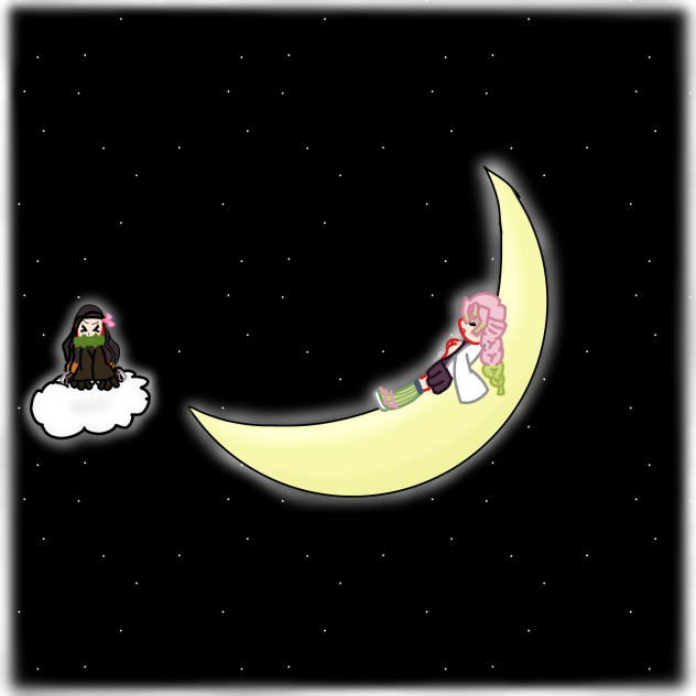 Mitsuri n nezuko in the moon