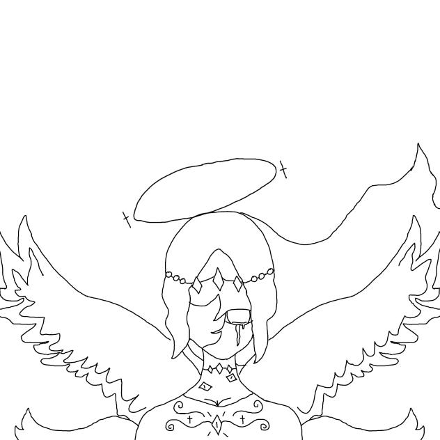Number 2 line art of angle drawing