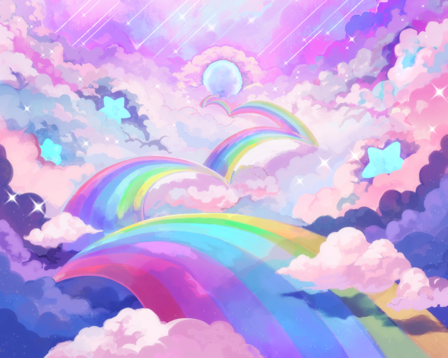 雲の上の虹色の道🌈