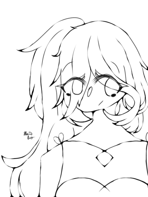 Girl with Nice Hair Lineart