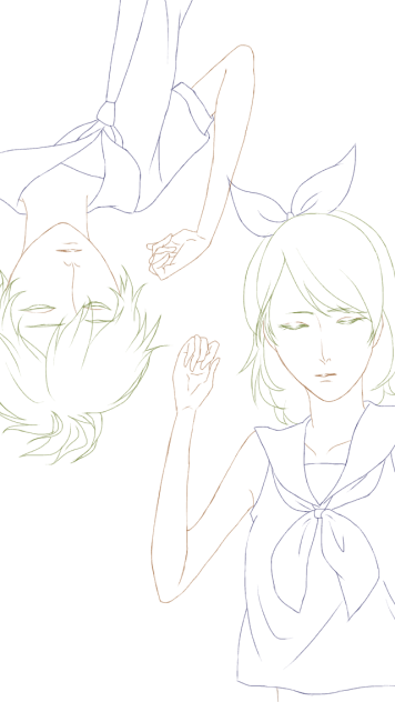 【線画】鏡音【塗ってください】