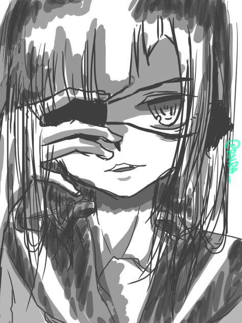 手描きイラスト 単眼の少女 眼帯少女 - ibisPaint