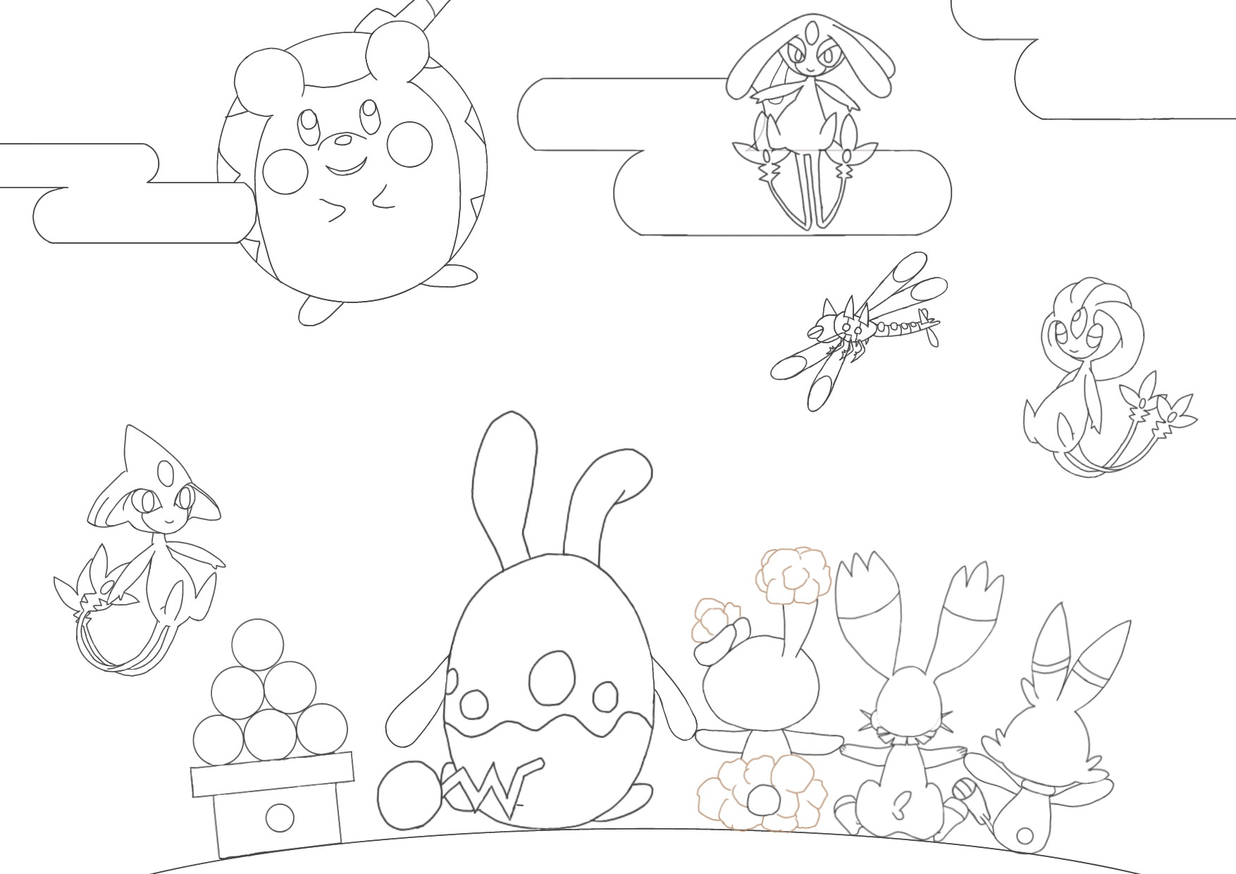 お月見ポケモンぬりえ Ibispaint