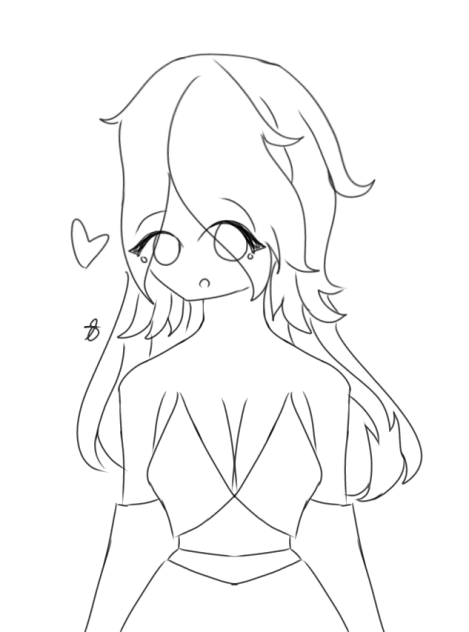 A Flattered Girl Lineart