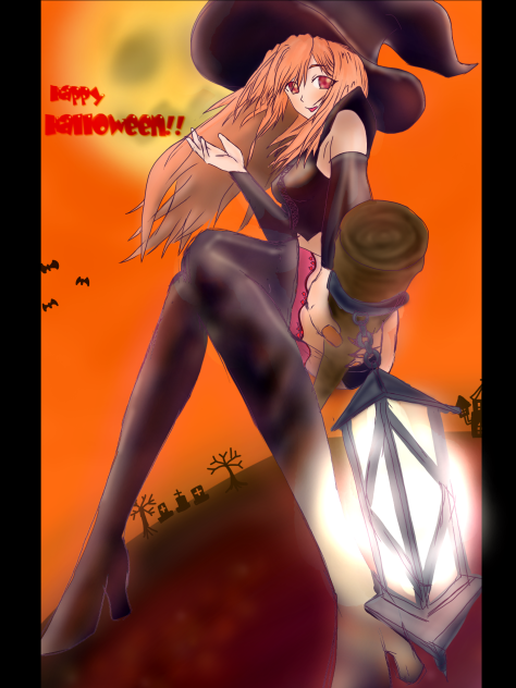 ハロウィンをイメージして描いたのです。